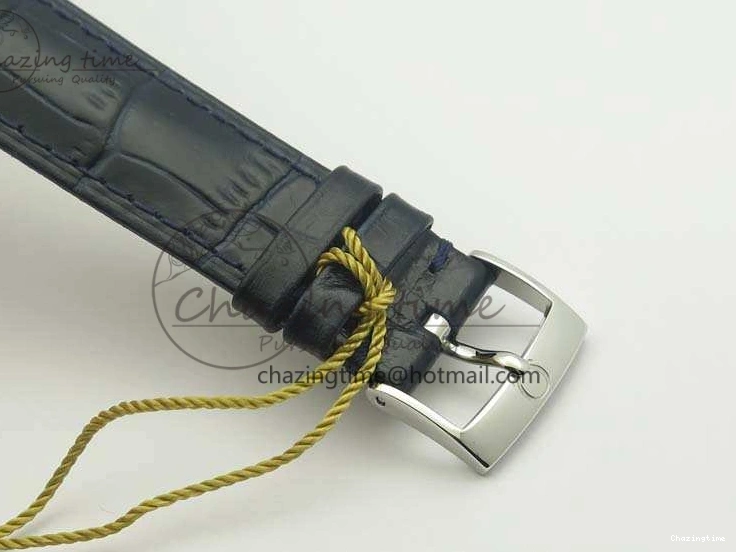 0106 Fashionable De Ville Prestige Real Power Reserve SS TW 1:1 Best Edition White Dial Blue Markers On Leather Strap A 8094